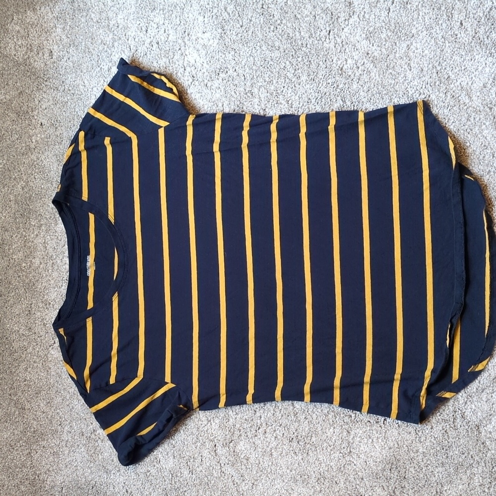 Goodthreads blue and gold striped cotton T-shirt size medium
